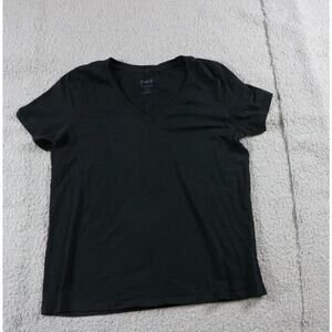 New Pact Organic T shirt Black Medium Slub V Neck Tee Short Sleeve